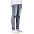 Streetwear Skinny Mid Waist Straight Pants Men's Ripped Jeans